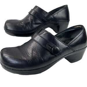 Dansko Solstice Clogs Black 5.5-6 EU36 Slip On Leather Round Toe Comfort Shoe